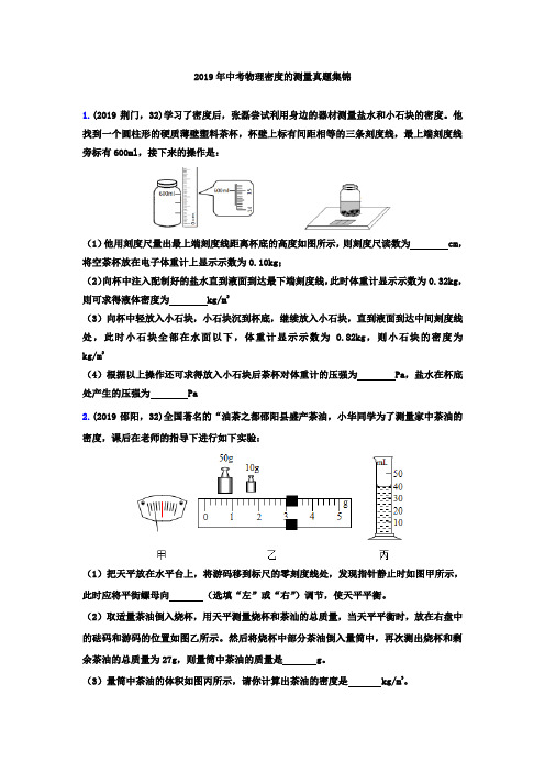 2019年中考物理密度的测量真题集锦(解析版)