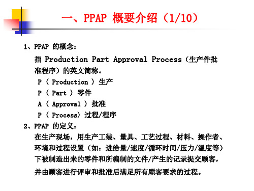 精选生产件批准程序PPAP培训教材