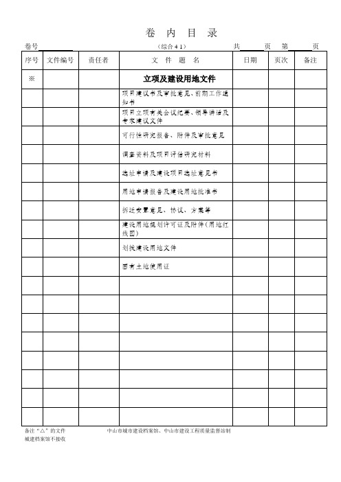 中山市市政基础设施卷内目录(新)