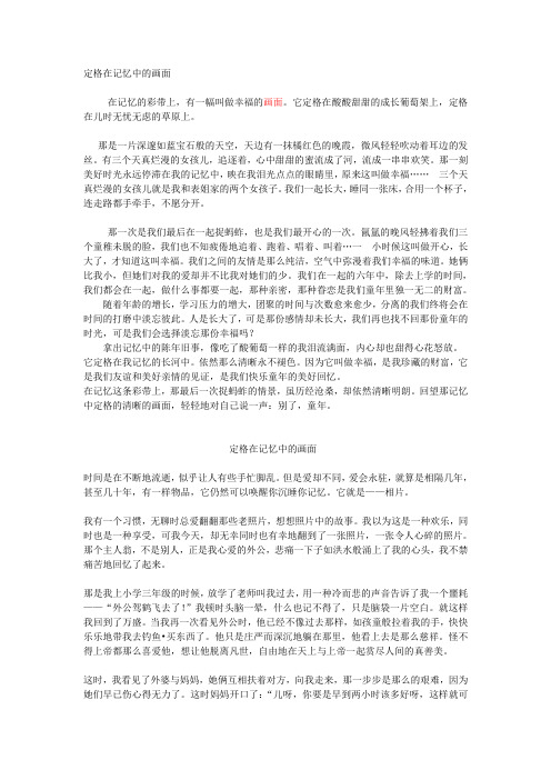 定格在记忆中的画面