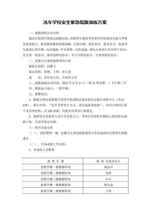 2012消防安全紧急疏散演练方案