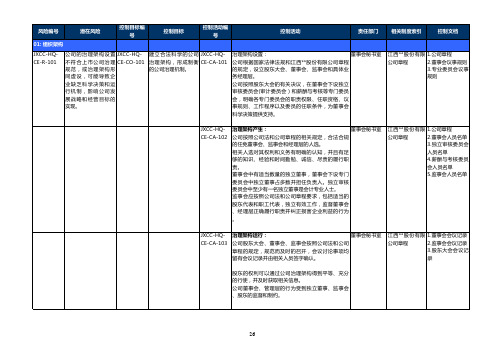 风险控制矩阵-内部环境