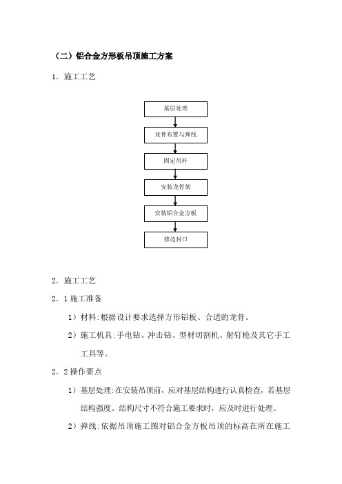 铝合金方形板吊顶施工方案