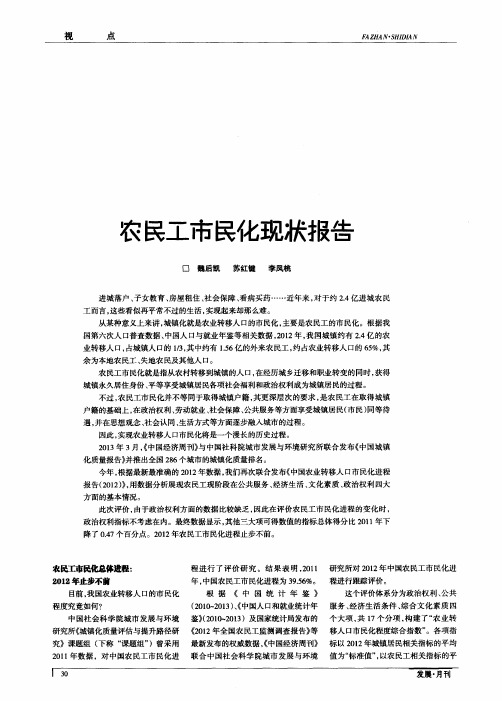 农民工市民化现状报告