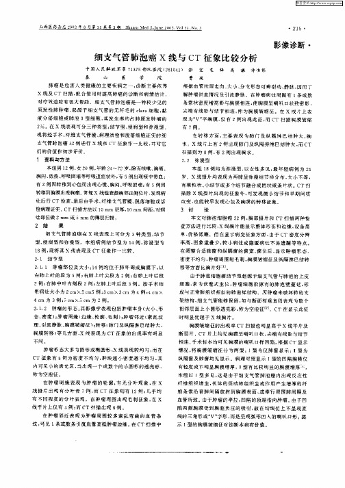 细支气管肺泡癌X线与CT征象比较分析