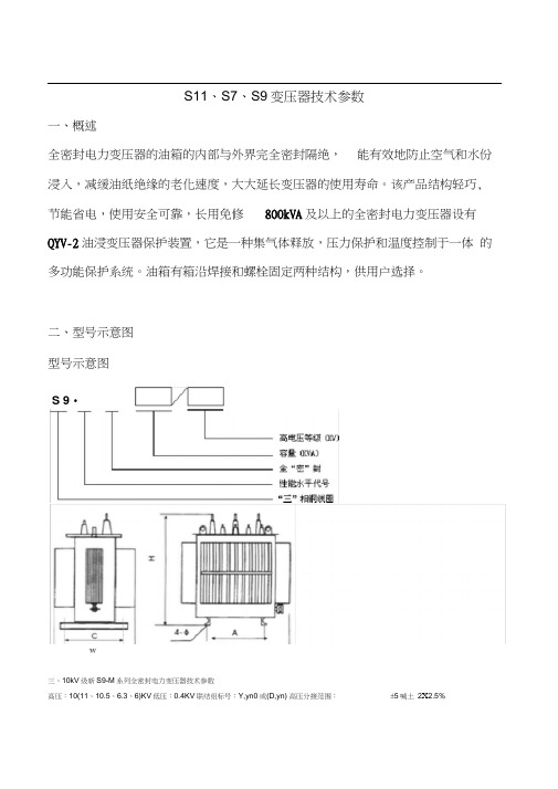 s11、s9、s7变压器技术参数速查