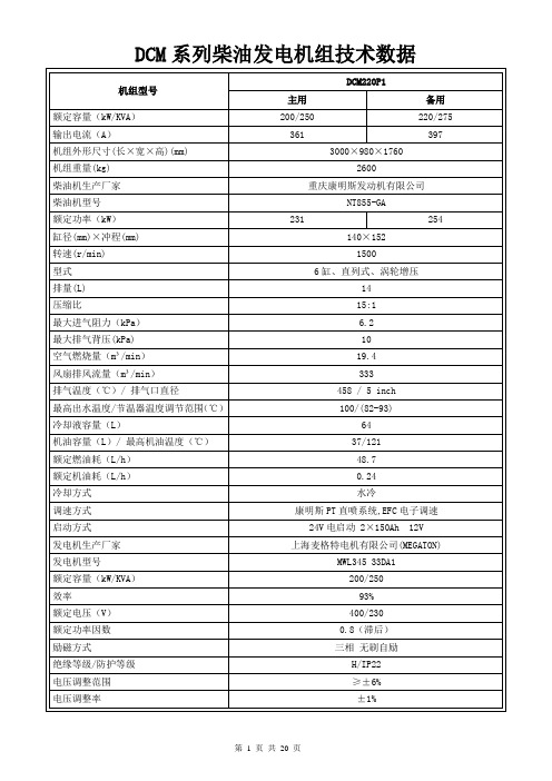 9.DCM系列(重康)发电机组参数