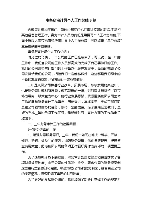 事务所审计员个人工作总结5篇