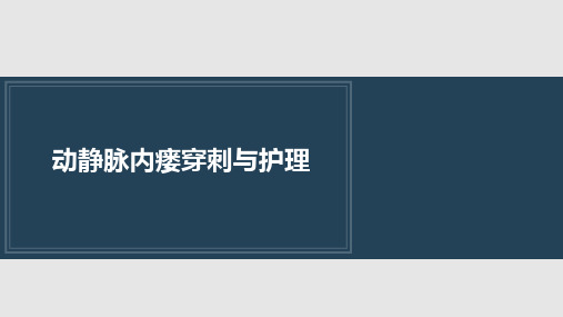 动静脉内瘘的穿刺及护理