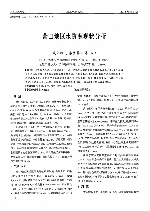 营口地区水资源现状分析
