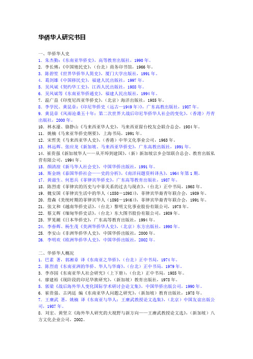 华侨华人研究书目