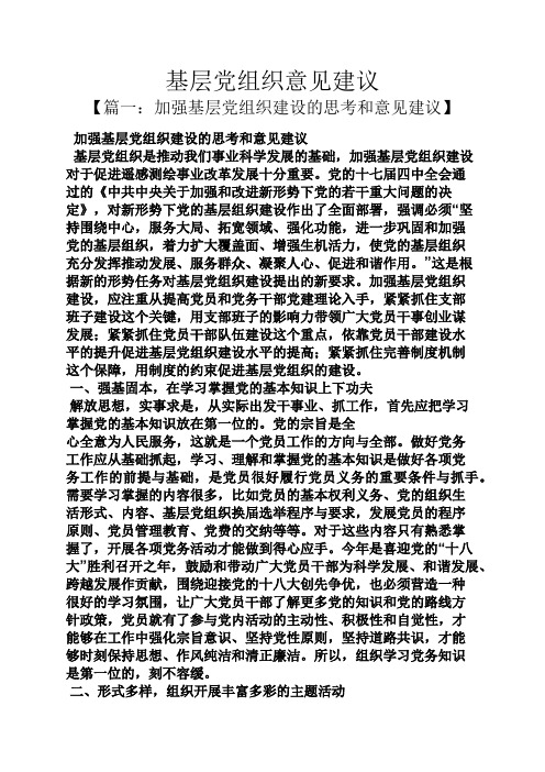 建议书之基层党组织意见建议