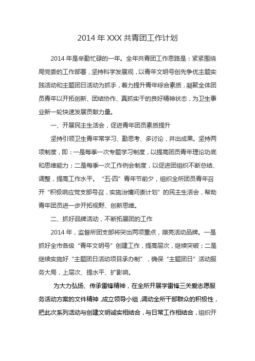 2014年团支部计划