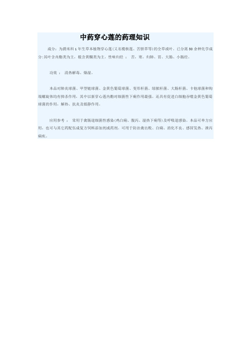 中药穿心莲的药理知识