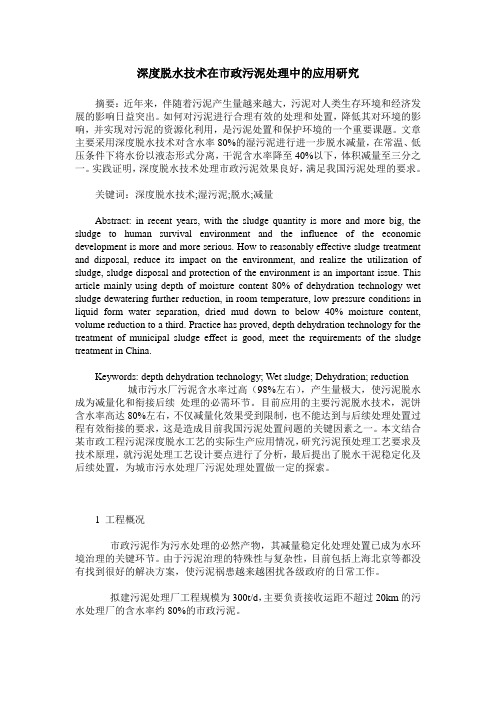 深度脱水技术在市政污泥处理中的应用研究
