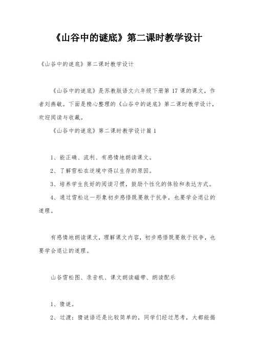 《山谷中的谜底》第二课时教学设计
