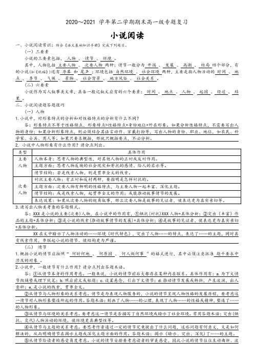 专题复习小说阅读