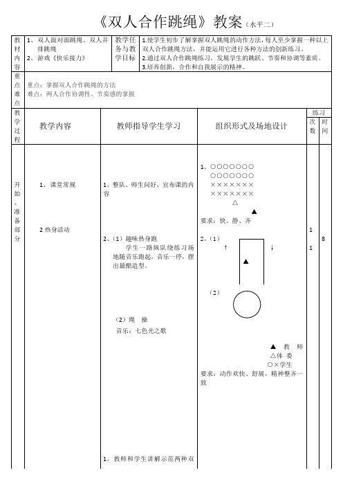 《双人合作跳绳》教案(水平二)