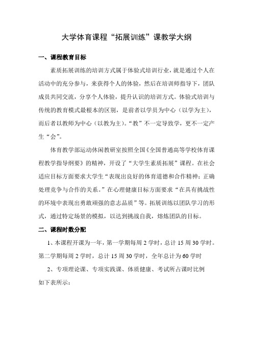 (完整word版)拓展训练教学大纲