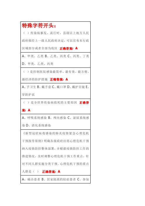 新冠肺炎知识培训考试答案(最全)