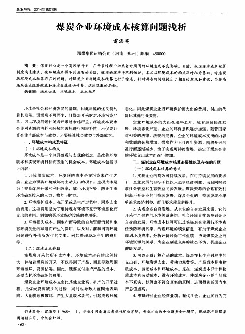 煤炭企业环境成本核算问题浅析