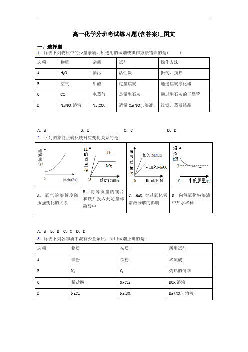 高一化学分班考试练习题(含答案)_图文