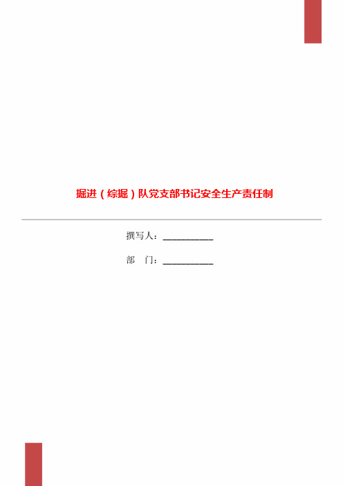 掘进(综掘)队党支部书记安全生产责任制