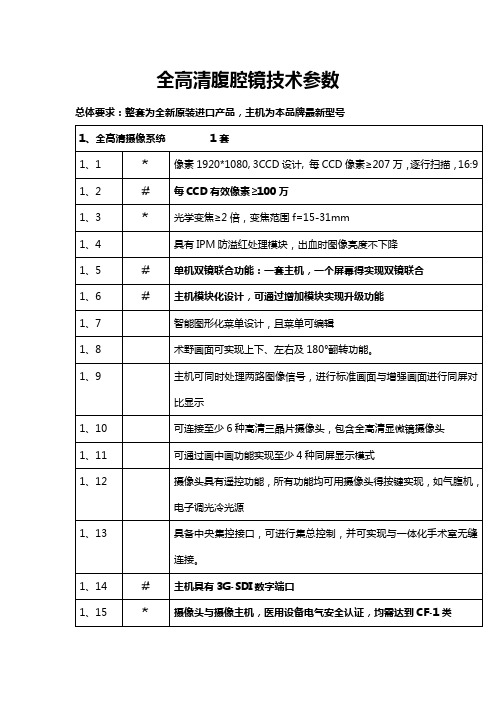 全高清腹腔镜技术参数