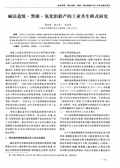 碱法造纸-黑液-氧化铝联产的工业共生模式研究