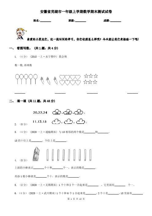 安徽省芜湖市一年级上学期数学期末测试试卷