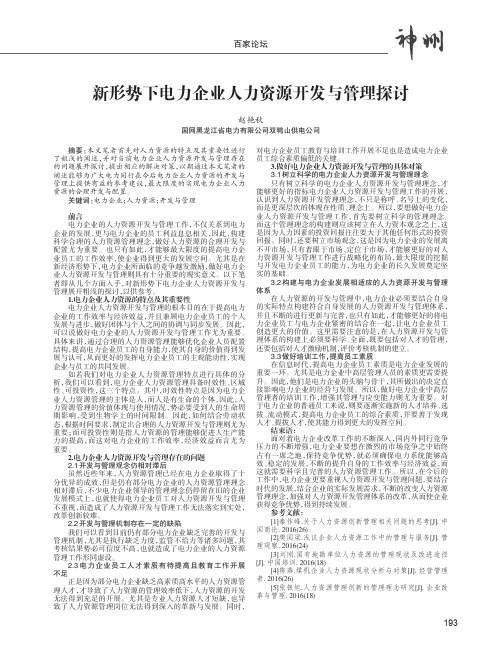 新形势下电力企业人力资源开发与管理探讨