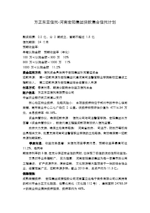 河南宏阳集团贷款集合信托计划