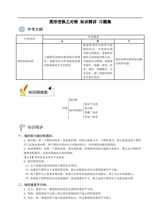 中考复习讲义 图形变换之对称 知识精讲 习题集(含参考答案)