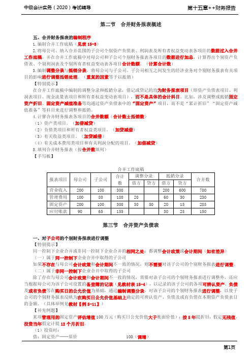 第71讲_合并财务报表概述(2),对子公司的个别财务报表进行调整