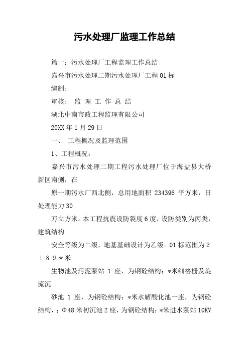 污水处理厂监理工作总结(同名28316)
