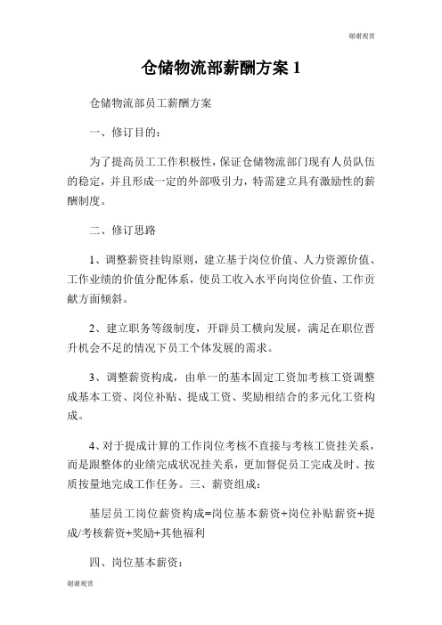 仓储物流部薪酬方案.doc