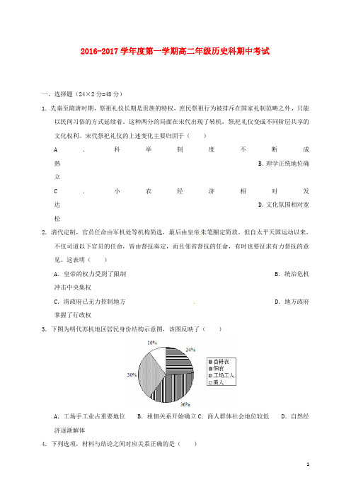 广东省汕头市金山中学高二历史上学期期中试题
