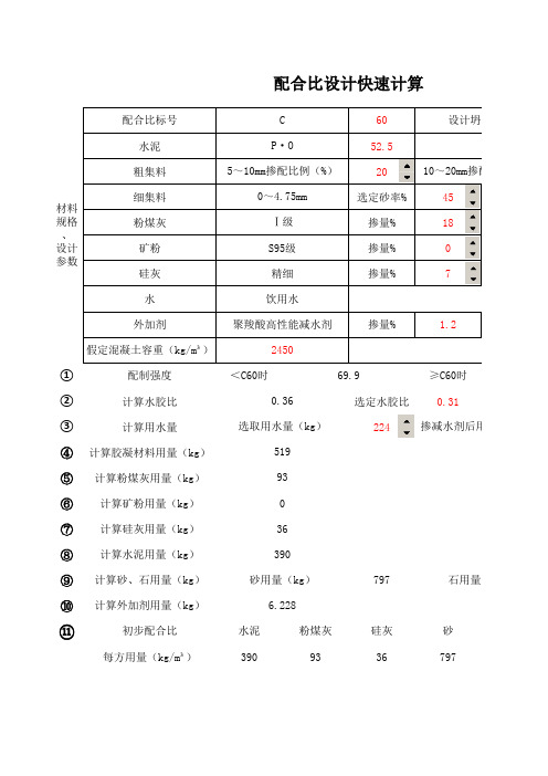 配合比设计快速计算