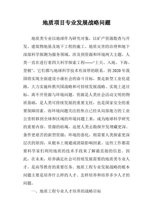 地质项目专业发展战略问题