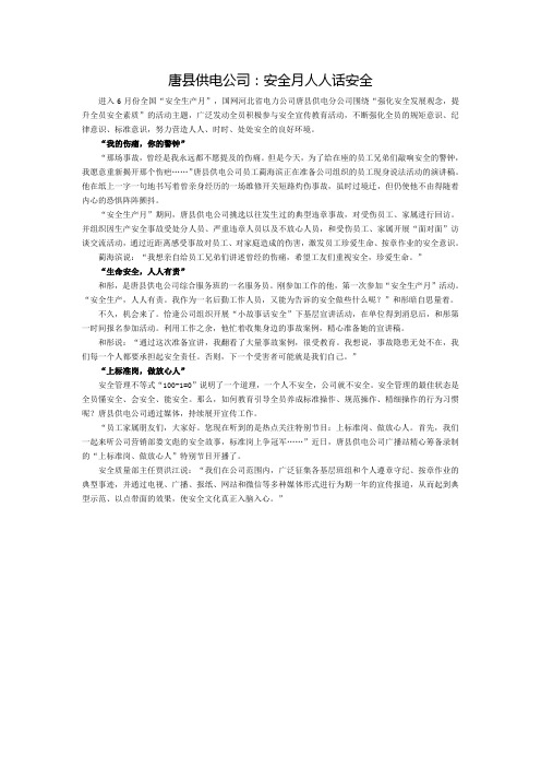 唐县供电公司安全月人人话安全