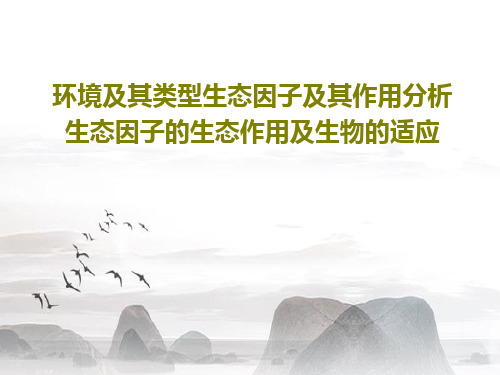 环境及其类型生态因子及其作用分析生态因子的生态作用及生物的适应共67页