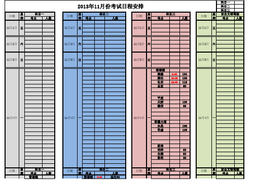 11月份各个驾校考试明细