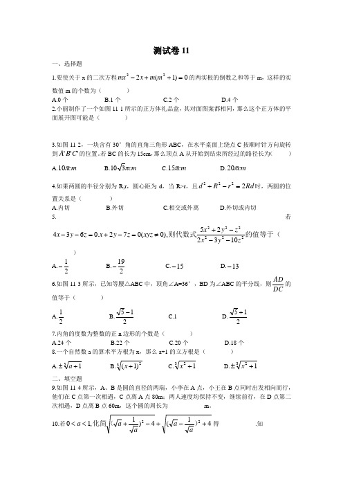 长郡中学高一入学分班考试测试卷 (11)