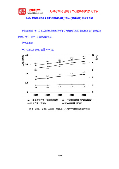 2014年陕西公务员录用考试行政职业能力测验《资料分析》试卷及详解【圣才出品】