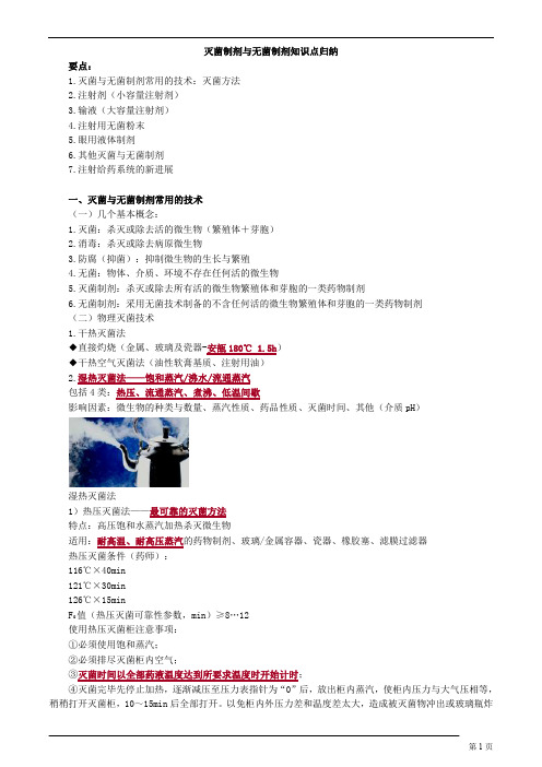 灭菌制剂与无菌制剂知识点归纳