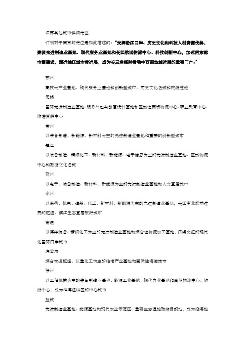 江苏城市详细定位