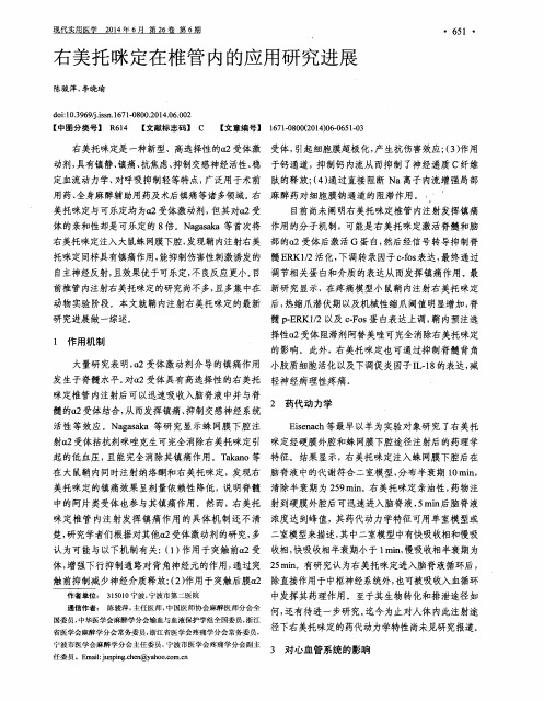 右美托咪定在椎管内的应用研究进展