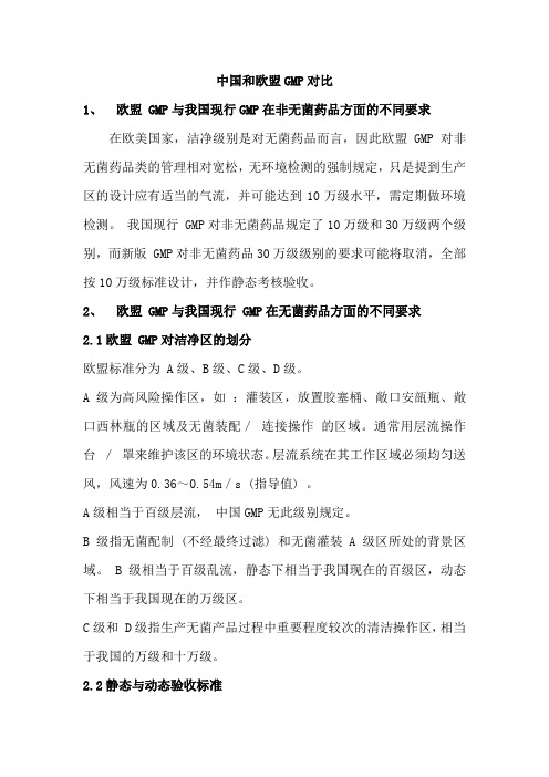 中国和欧盟GMP对比