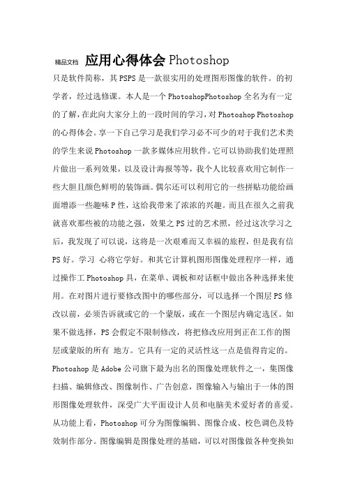 Photoshop应用心得体会讲课教案