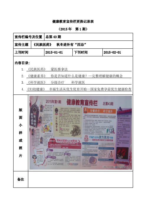 健康教育宣传栏更换记录表教学内容